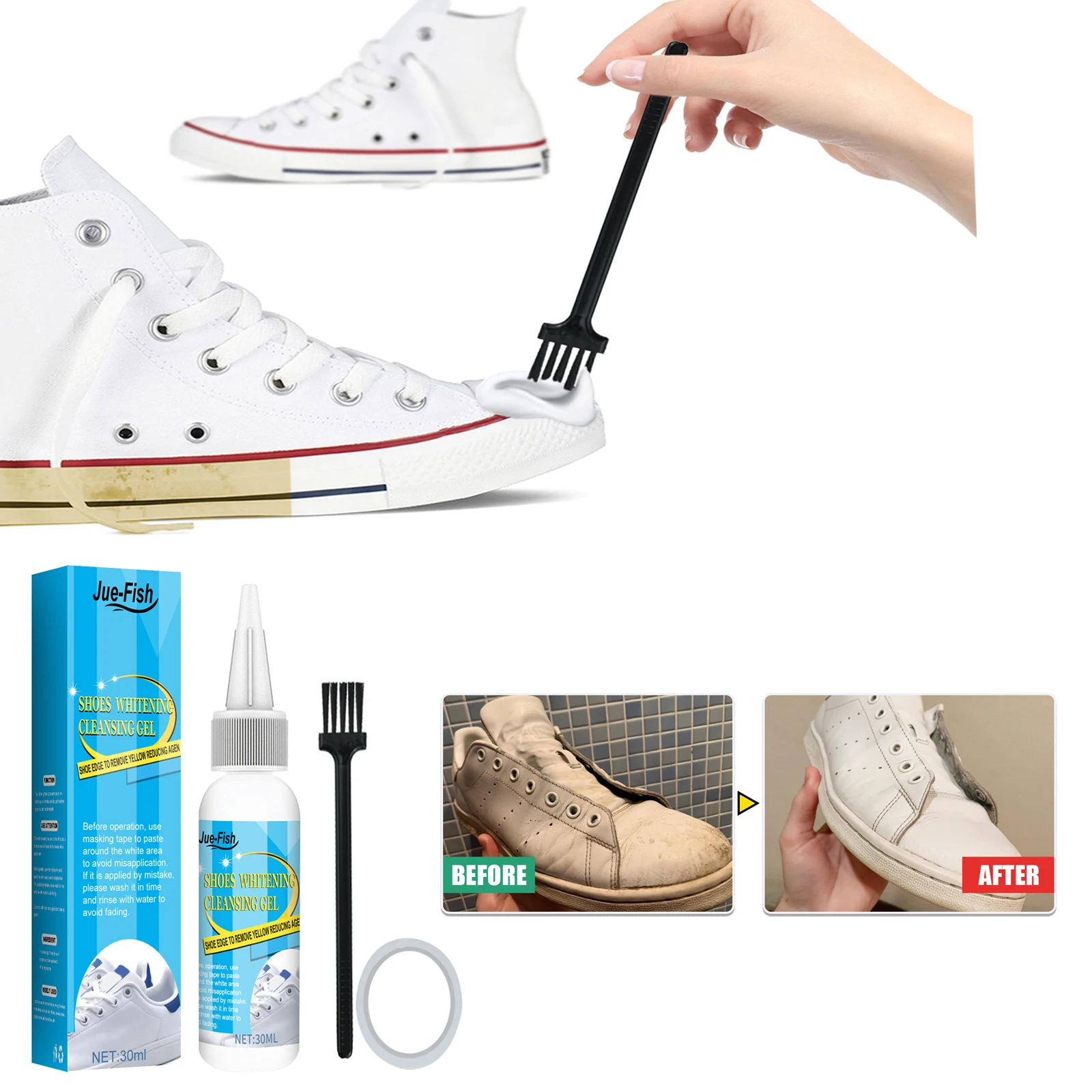 Sneaker Care Spray - Gel de limpieza de zapatos blancos,